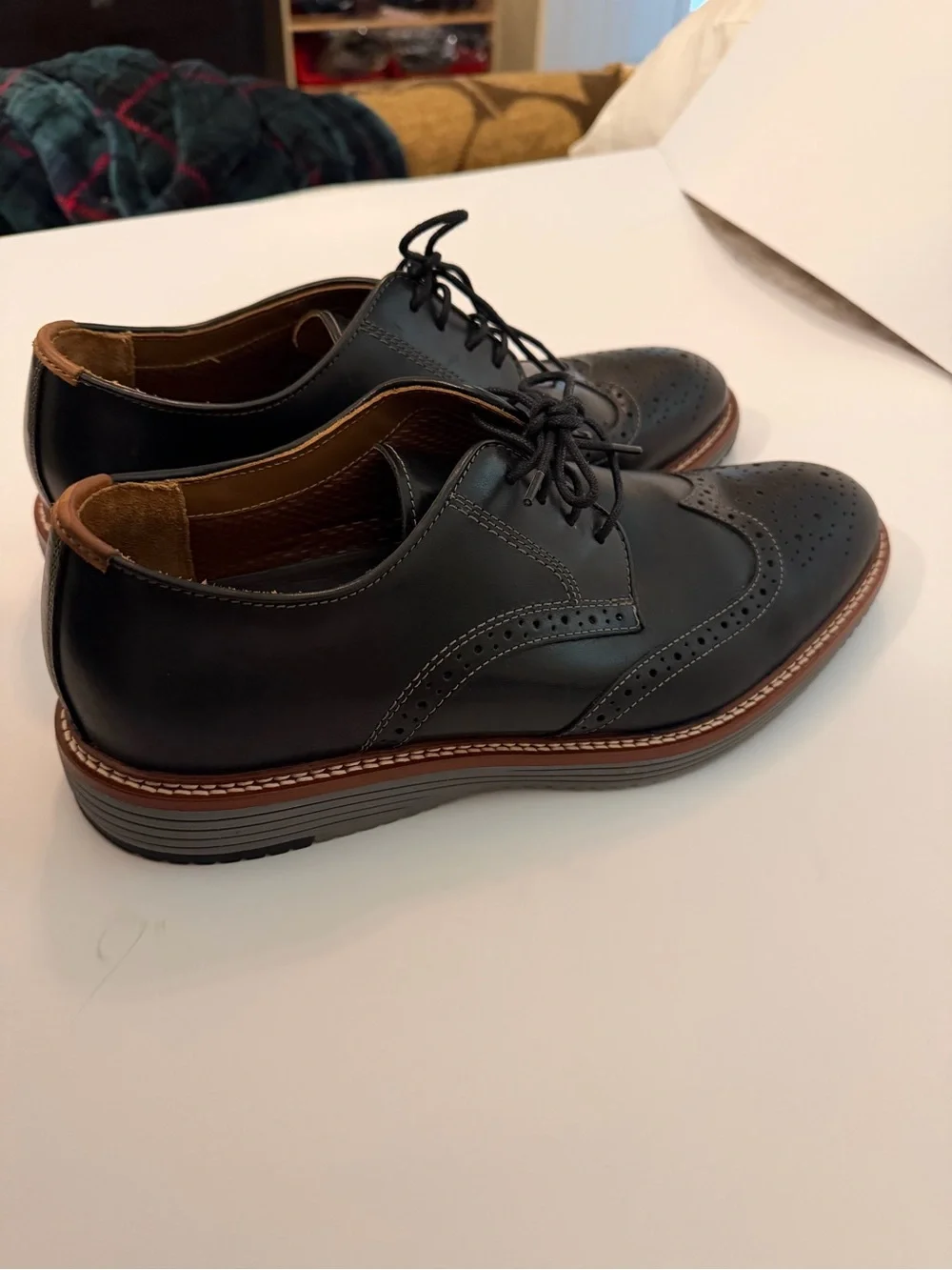 Johnston & Murphy Upton Wingtip Oxfords 9W Black Leather Dress Shoes 20-3531